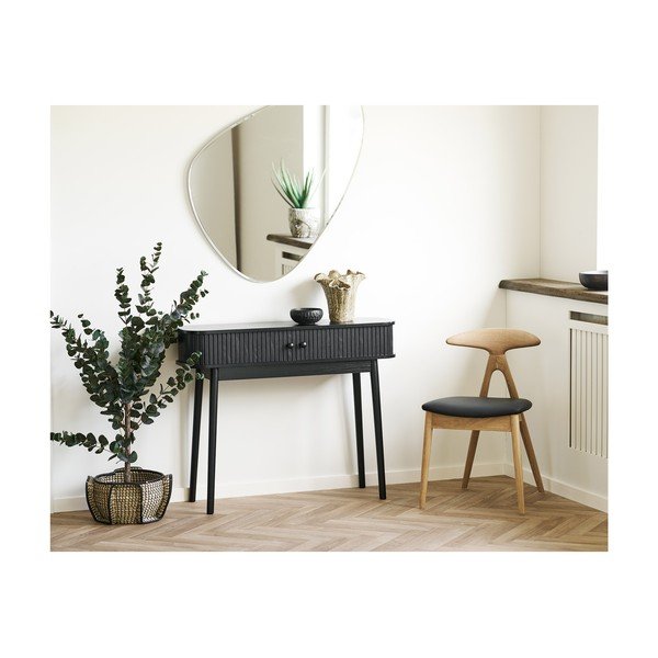 Scaun de dining negru/în culoare naturală din lemn de stejar Lanuza – House Nordic-image-3