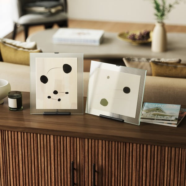 Ramă foto neagră cu picior de susținere din sticlă 26x30,5 cm Flute – Umbra-image-1