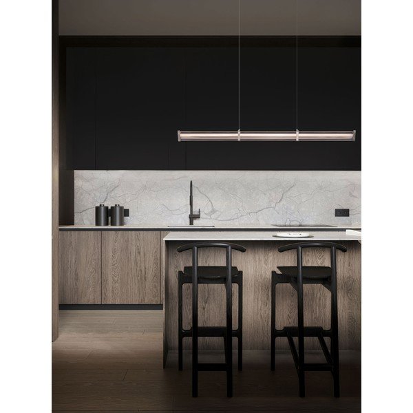 Lustră negru-mat/argintiu-mat LED cu intensitate reglabilă din metal cu abajur din sticlă acrilică Pheme – Nova Luce-image-1