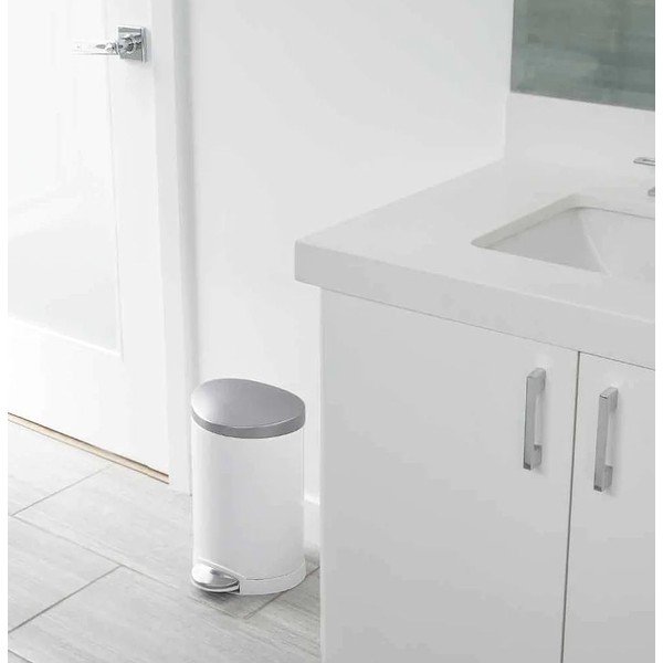 Coș de gunoi alb cu pedală din oțel 6 l – simplehuman-image-1