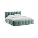 Pat matrimonial verde mentă tapițat cu spațiu de depozitare cu somieră 180x200 cm Lupine – Micadoni 