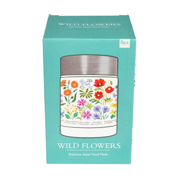 Termos crem-argintiu pentru mâncare, pentru copii 450 ml Wild Flowers – Rex London-image-3