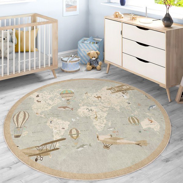 Covor de joacă pentru copii lavabil ø150 cm Vintage World – Mila Home-image-3