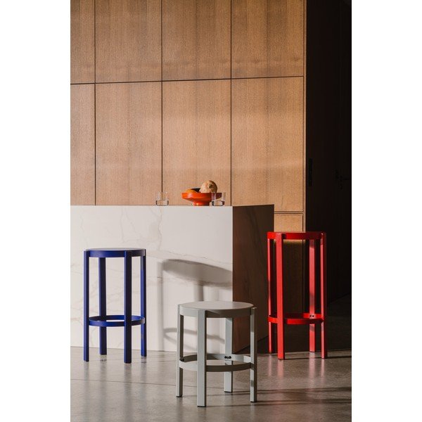 Scaun tip taburet roșu din oțel Doon – noo.ma-image-2