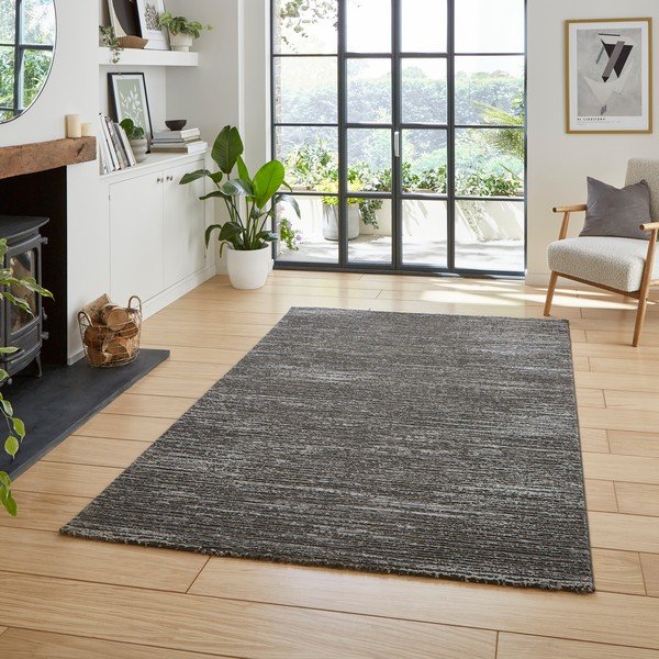 Covor gri închis lavabil din fibre reciclate 120x170 cm Flores – Think Rugs-image-1