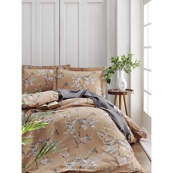 Lenjerie de pat portocalie din bumbac pentru pat dublu 200x200 cm Chicory – Mijolnir-image-1