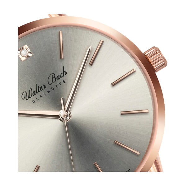 Ceas damă cu 1 diamant și curea din oțel inoxidabil Walter Bach Diamond, argintiu-image-3