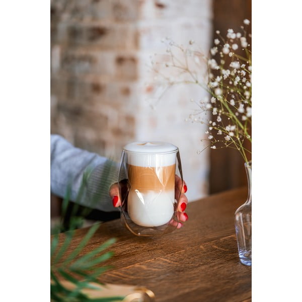 Set 2 pahare de latte cu perete dublu Vialli Design Geo, 350 ml-image-3