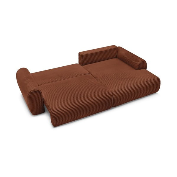 Colțar cărămiziu extensibil cu tapițerie din catifea reiată  (cu colț pe partea dreaptă) Lucien – Bobochic Paris-image-4