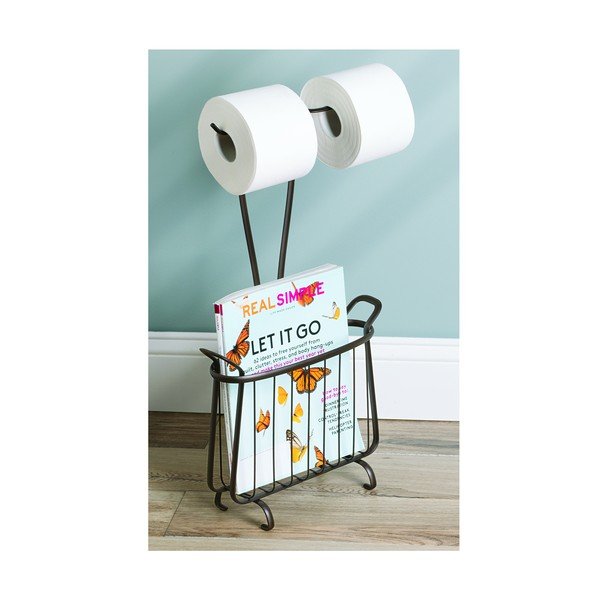 Suport metalic pentru hârtia igienică și reviste iDesign Axis, înălțime 61 cm, bronz-image-4