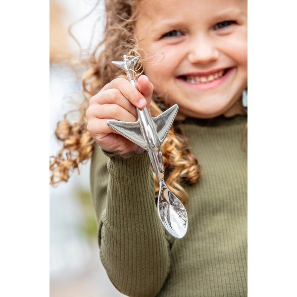 Lingură pentru copii argintie din oțel inoxidabil Plane – Zilverstad-image-1