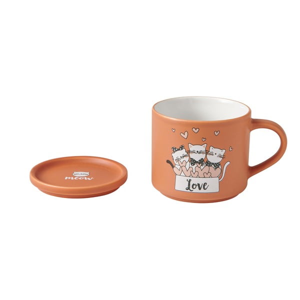 Căni portocalii/bej 2 buc. din porțelan 350 ml Cats – Brandani-image-2