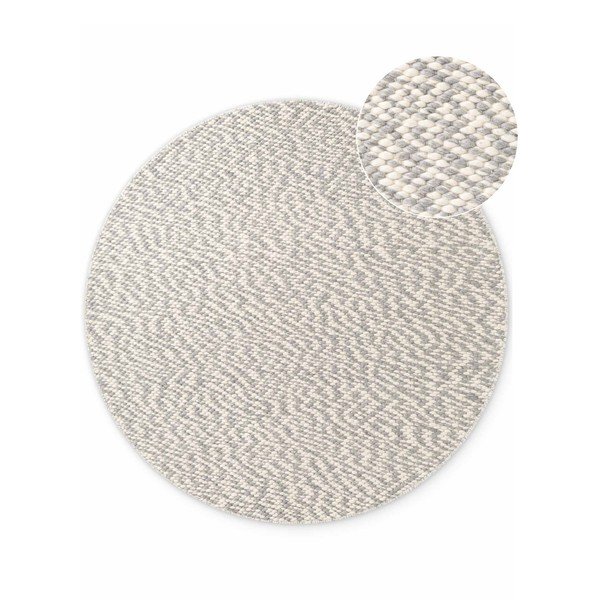Covor gri deschis/crem țesut manual rotund din lână ø 160 cm Lyon Beans – Elle Decoration