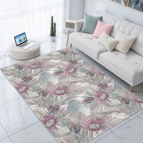 Covor mov/gri lavabil 160x230 cm Dusty Flowers – Mila Home-image-3