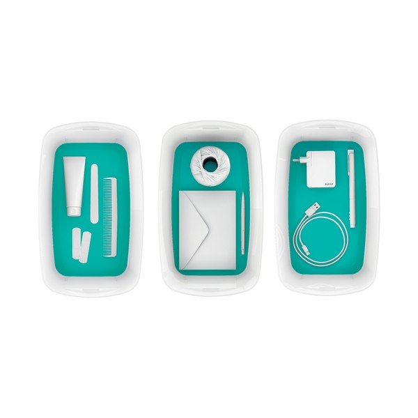 Cutie depozitare cu capac Leitz Office, volum 5 l, alb - turcoaz-image-2