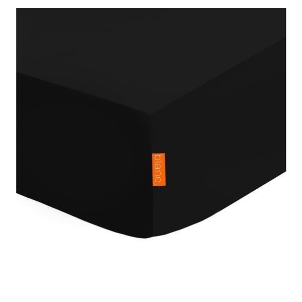 Cearșaf elastic din amestec de bumbac Happy Friday Basic, 90 x 200 cm, negru