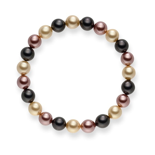 Brățară cu perle Mystic Brown White, 19 cm