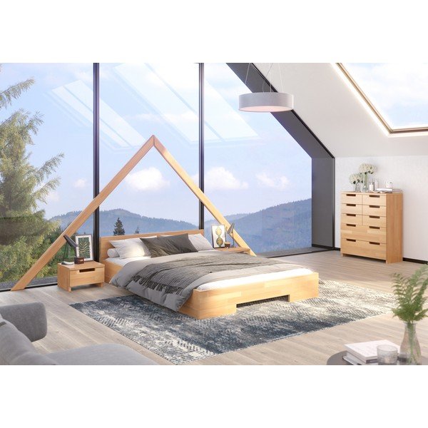 Pat matrimonial în culoare naturală din lemn de fag 180x200 cm Spectrum – Skandica-image-1