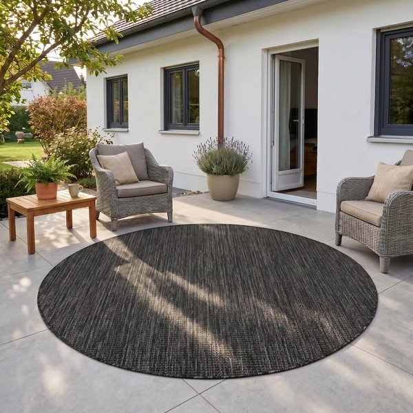 Covor pentru exterior și interior negru rotund ø 80 cm Mira 1450 – Ayyildiz Carpets-image-1