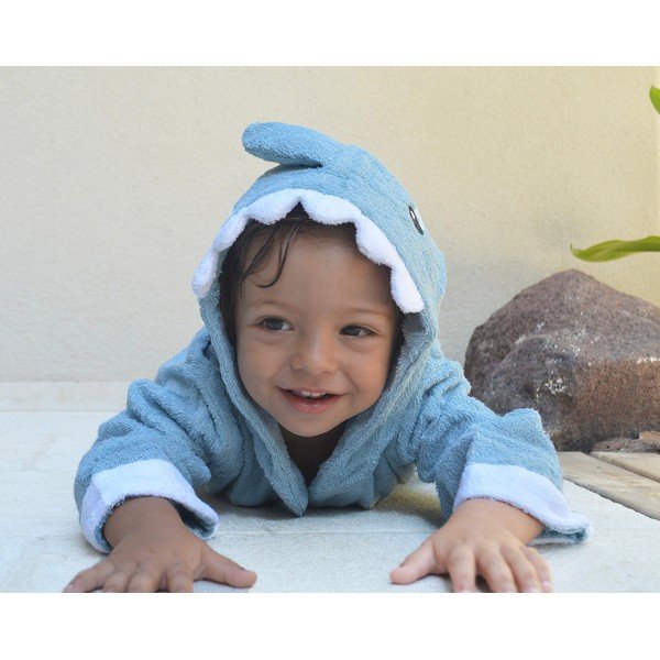 Halat pentru copii albastru S din bumbac Shark - Rocket Baby-image-4