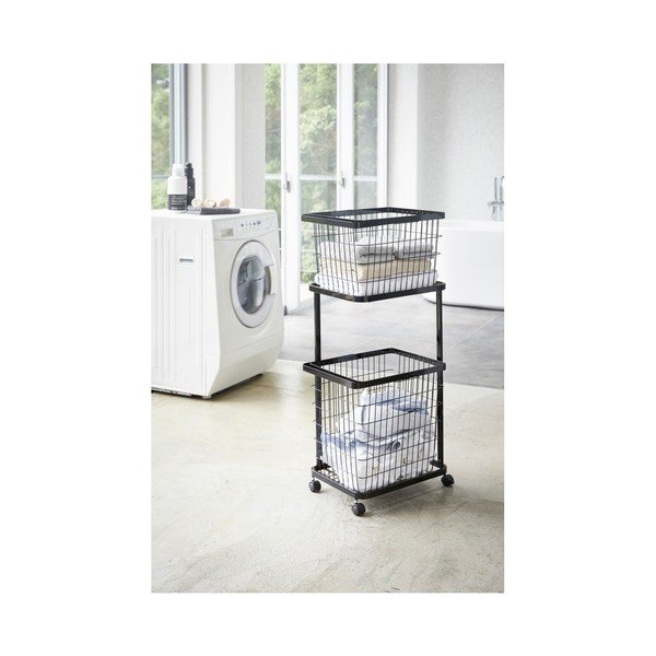 Cărucior pentru coșul de rufe YAMAZAKI Tower Laundry, negru-image-1