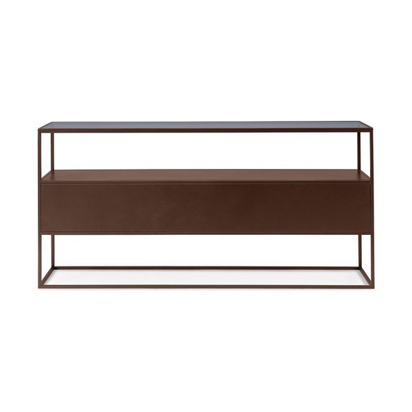 Masă consolă maro închis cu blat din sticlă 30x140 cm Godric – Bizzotto