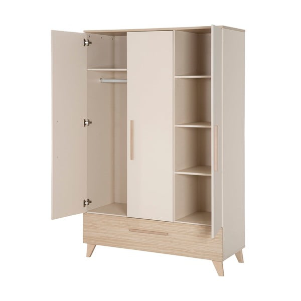 Șifonier de copii crem/în culoare naturală cu aspect de lemn de stejar 118x190x52 cm Sidney – Roba-image-3