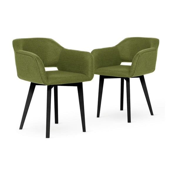 Set 2 scaune cu picioare negre My Pop Design Oldenburger, verde închis