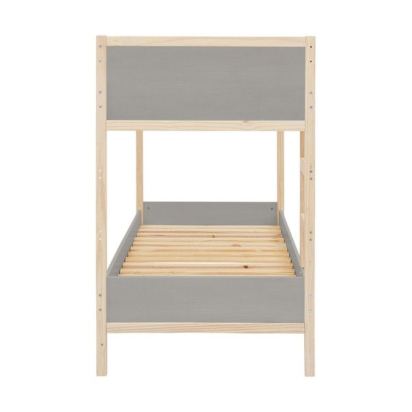 Pat pentru copii  gri/în culoare naturală supraetajat din lemn de pin 90x200 cm Square – Støraa-image-2