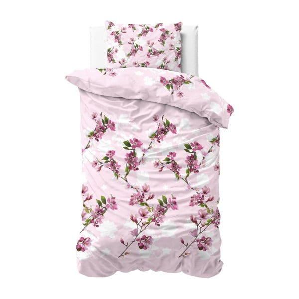 Lenjerie din bumbac, pat de o persoană Sleeptime Flower Blush, 140 x 220 cm