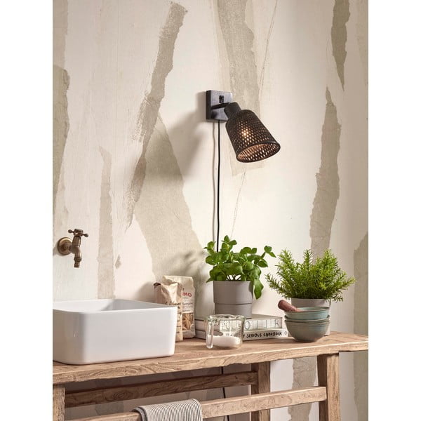 Aplică de perete neagră ø 15 cm Java – Good&Mojo-image-1
