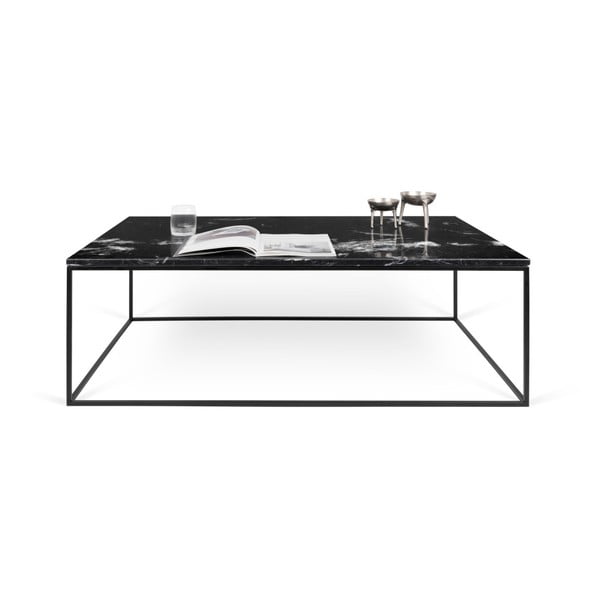 Măsuță TemaHome Gleam din marmură, cu picioare negre, 120 x 75 cm, negru-image-2