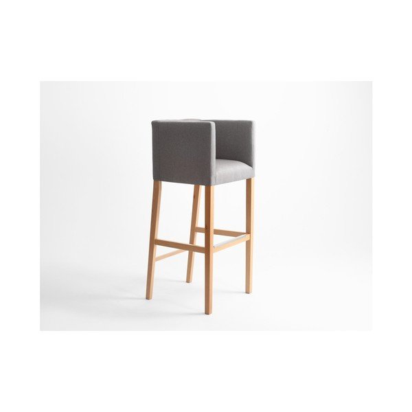 Scaun bar cu suport pentru brațe și picioare de culoare naturală Custom Form Wilton, gri-image-1
