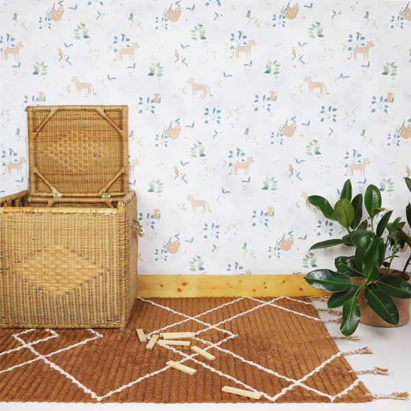 Covor lucrat manual din bumbac Nattiot Lassa, 100 x 150 cm, maro-image-1