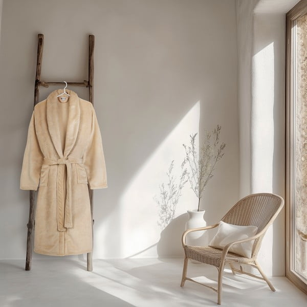 Halat bej XL/XXL din micropluș/cocolino Polyvelvet – Good Morning-image-1