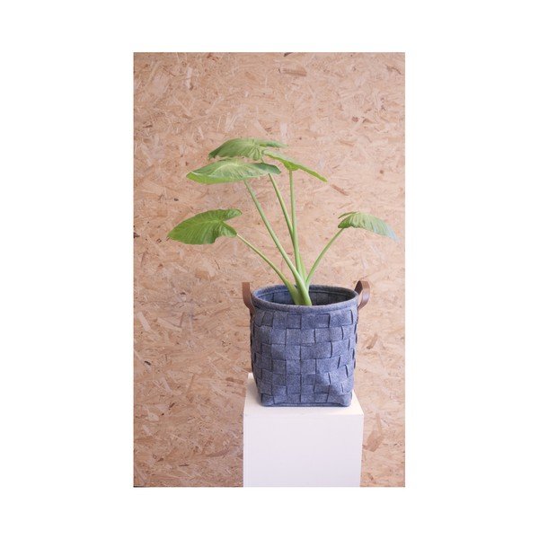Coș pentru depozitare, cu mânere din piele, PT LIVING Storage, ⌀ 34 cm, gri închis-image-2