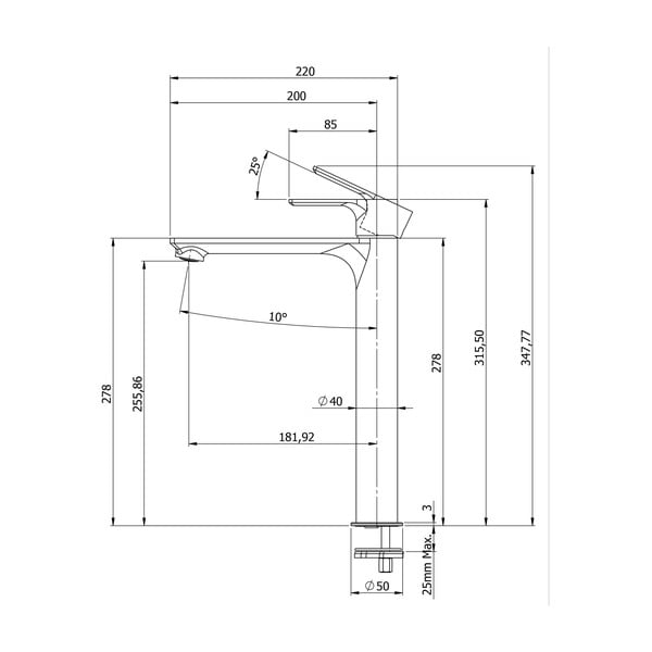 Baterie albă pentru chiuvetă înaltă Pax – Sapho-image-1