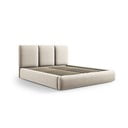 Pat matrimonial crem tapițat din catifea cu spațiu de depozitare cu somieră 160x200 cm Brody – Mazzini Beds