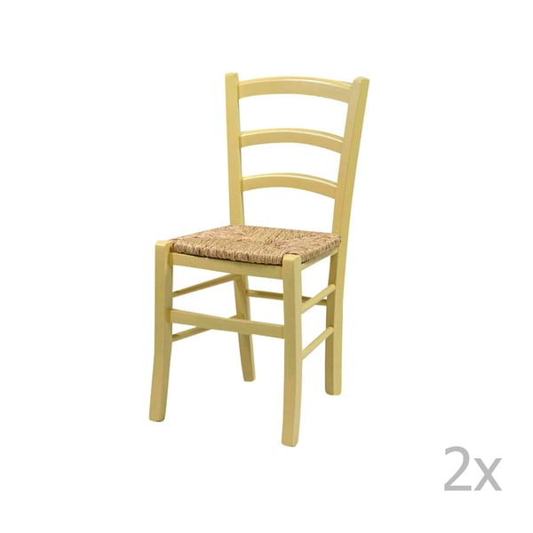 Set 2 scaune din lemn masiv Crido Consulting Straw, galben