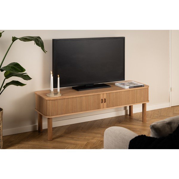Comodă TV în culoare naturală cu aspect de lemn de stejar 140x45 cm Langley – Actona-image-1