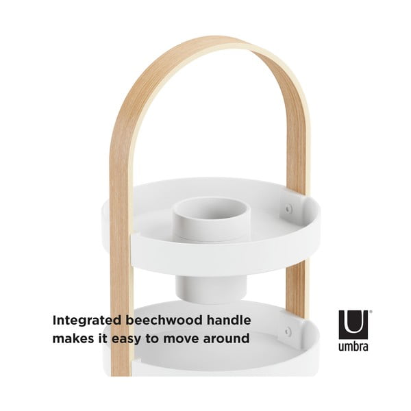 Organizator de baie alb/în culoare naturală din lemn Bellwood – Umbra-image-4