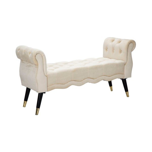 Bancă crem cu tapițerie din catifea Paris – Mauro Ferretti-image-2