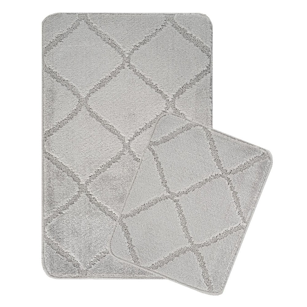 Covorașe de baie gri-deschis 2 buc. 50x80 cm Cizgili – Foutastic