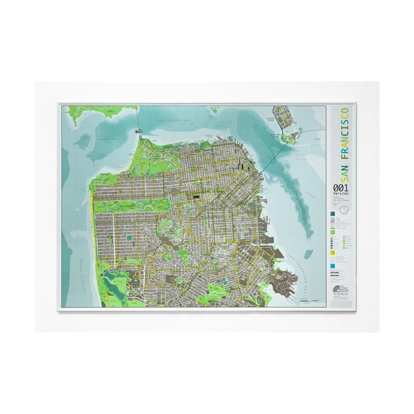 Hartă San Francisco în husă transparentă The Future Mapping Company San Francisco, 100 x 70 cm