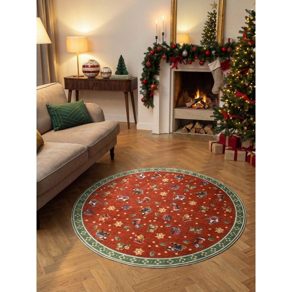 Covor roșu/verde rotund ø 200 cm  cu model de Crăciun Toy's Delight Nostalgic Noel Red Green – Villeroy&Boch-image-1