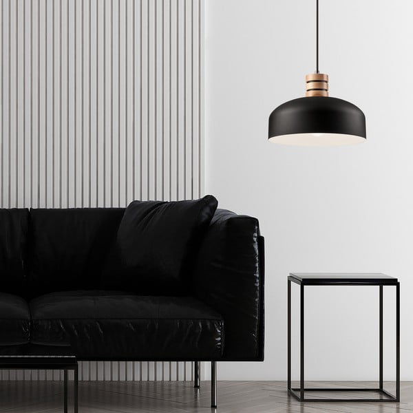 Lustră neagră cu abajur din metal ø 30 cm Cosmo – LAMKUR-image-1