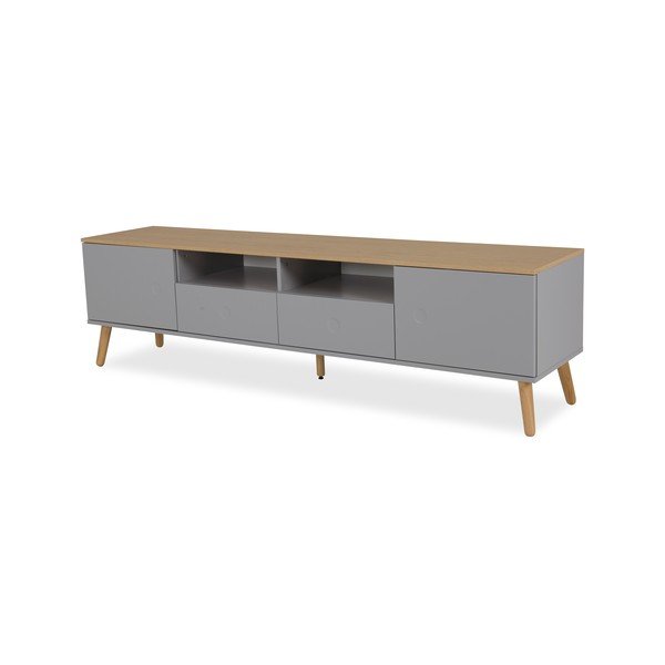 Masă TV cu detalii în decor de stejar Tenzo Dot, lățime 192 cm, gri-image-2