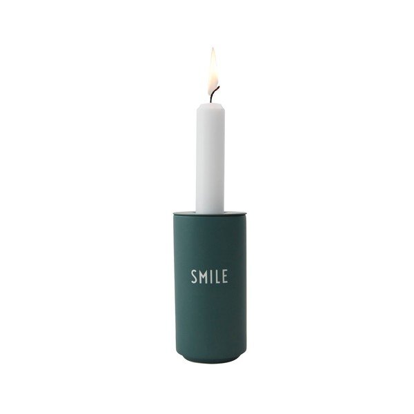 Vază din porțelan Design Letters Smile, înălțime 11 cm, verde închis-image-1
