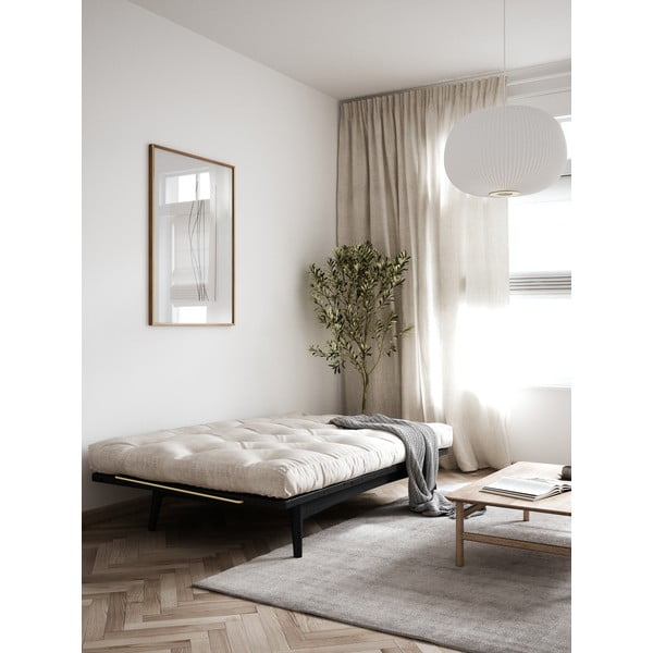 Canapea variabilă cu tapițerie din catifea reiată Karup Design Folk Black/Honey-image-1