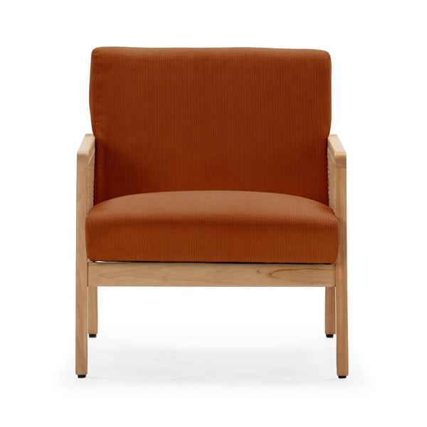 Fotoliu cărămiziu țesut cu tapițerie din catifea reiată Debra – Marckeric-image-2